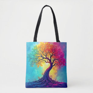 Regenboog Boom: Wortels van Oneindige Hoop Kunst Tote Bag
