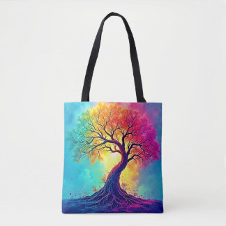 Regenboog Boom: Wortels van Oneindige Hoop Kunst Tote Bag
