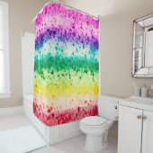 Regenboog Borstel Splatter Moderne Abstracte Kunst Douchegordijn (In situ)