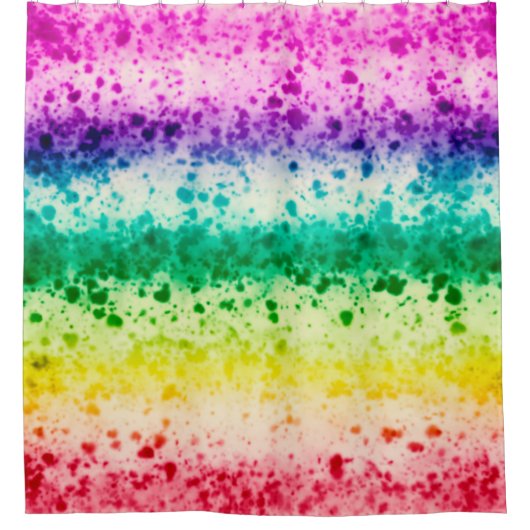 Regenboog Borstel Splatter Moderne Abstracte Kunst Douchegordijn (Voorkant)
