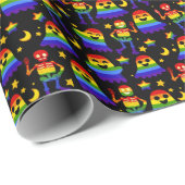 🦇🌈 Regenboog Botten & Sterren Cadeaupapier (Rol Hoek)