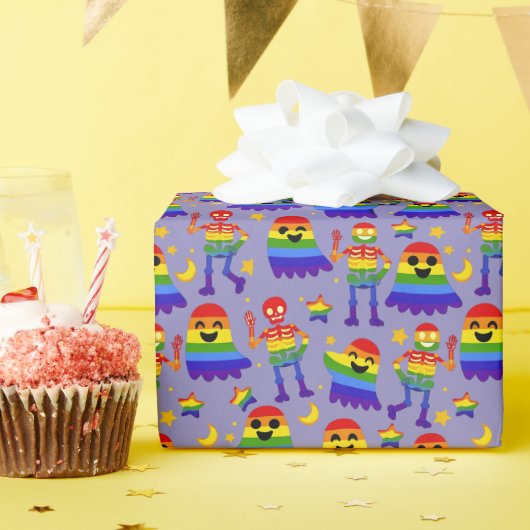 🦇🌈 Regenboog Botten & Sterren  Cadeaupapier (Verjaardagsfeest)