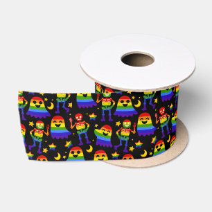 🦇🌈 Regenboog Botten & Sterren Satijnen Lint