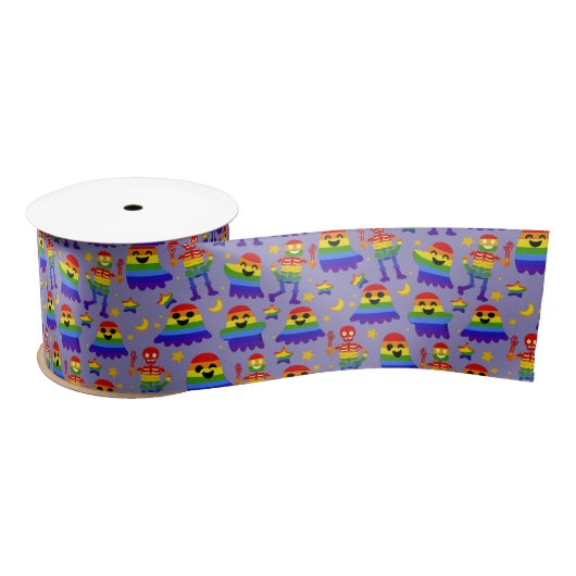 🦇🌈 Regenboog Botten & Sterren Satijnen Lint (Spoel)