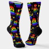 🦇🌈 Regenboog Botten & Sterren Sokken (Gebogen)