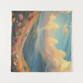 Regenboog boven bloemenveld wandkleed (Voorkant (horizontaal))