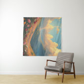 Regenboog boven bloemenveld wandkleed (In Situ (horizontaal))