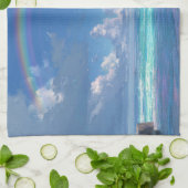 Regenboog boven de oceaan theedoek (Gevouwen)