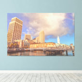 Regenboog boven de stad canvas afdruk (Insitu (Houten vloer))