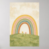 Regenboog boven de weide waterverfposter poster (Voorkant)