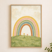 Regenboog boven de weide waterverfposter poster