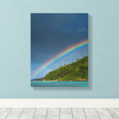 Regenboog boven eiland, Amerikaans Samoa Canvas Afdruk (Insitu (Houten vloer))