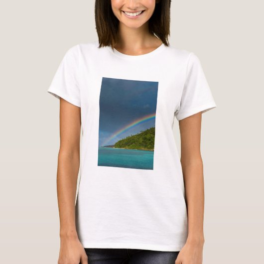 Regenboog boven eiland, Amerikaans Samoa T-shirt (Voorkant)