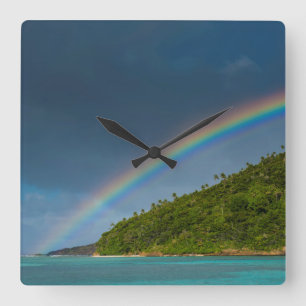 Regenboog boven eiland, Amerikaans Samoa Vierkante Klok