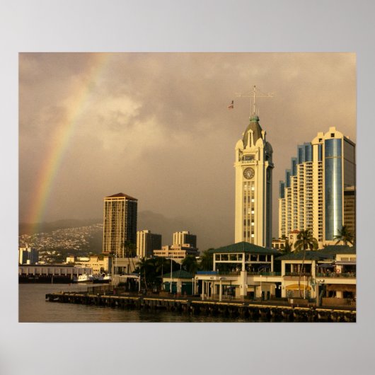 Regenboog boven Honolulu, Hawaï, VS 2 Poster (Voorkant)