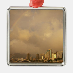 Regenboog boven Honolulu, Hawaï, VS 3 Metalen Ornament