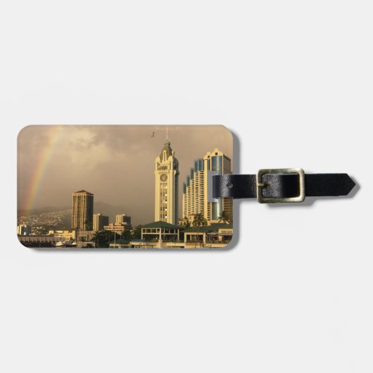 Regenboog boven Honolulu, Hawaii, VS 2 Bagagelabel (Voorkant horizontaal)