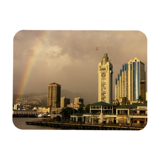 Regenboog boven Honolulu, Hawaii, VS 2 Magneet (Horizontaal)
