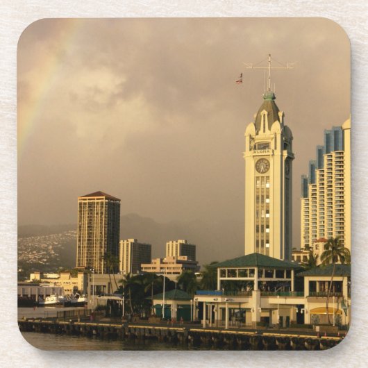Regenboog boven Honolulu, Hawaii, VS 2 Onderzetter (Voorkant)
