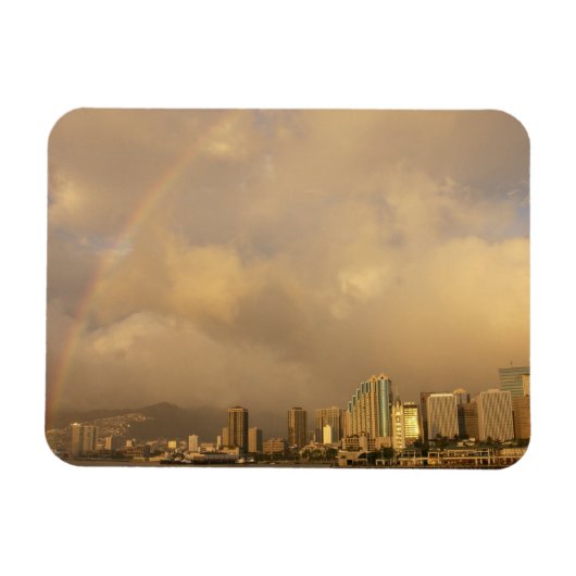 Regenboog boven Honolulu, Hawaii, VS 3 Magneet (Horizontaal)