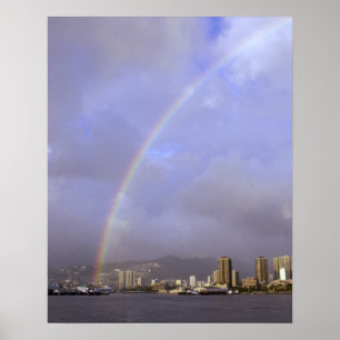 Regenboog boven Honolulu, Hawaii, VS Poster