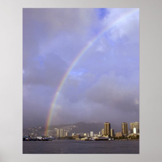 Regenboog boven Honolulu, Hawaii, VS Poster (Voorkant)