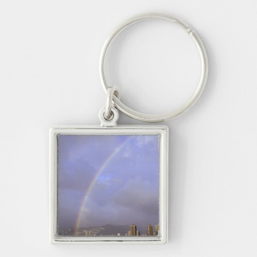 Regenboog boven Honolulu, Hawaii, VS Sleutelhanger (Voorkant)