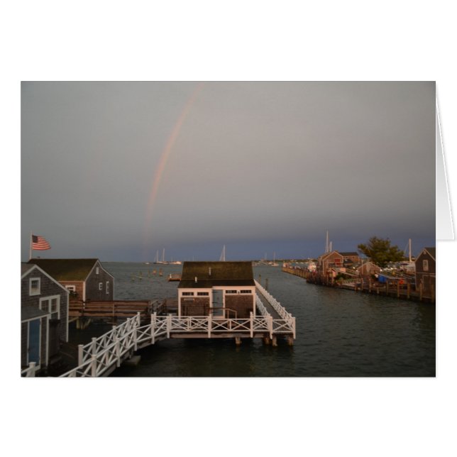 Regenboog boven Nantucket Harbour Kaart (Voorkant Horizontaal)