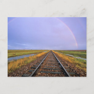 Regenboog boven spoorrails bij Fairfield Briefkaart