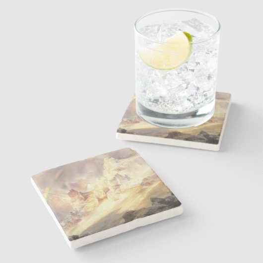 Regenboog boven Yellowstone, Moran 1900 Stenen Onderzetter (Zijkant)