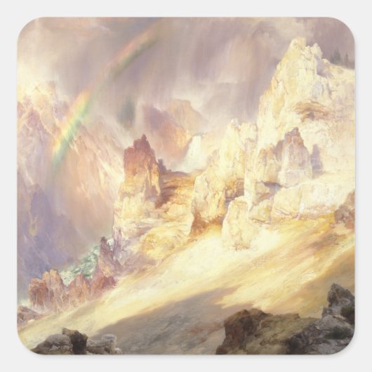 Regenboog boven Yellowstone, Moran 1900 Vierkante Sticker (Voorkant)