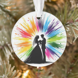 Regenboog Bruid en Bruidegom Eerste Kerstmis Ornament