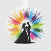Regenboog Bruid en Bruidegom Eerste Kerstmis Ornament (voorkant)