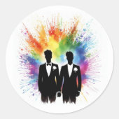 Regenboog Bruidegom Ronde Sticker (Voorkant)