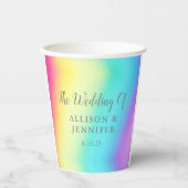  regenboog bruiloft gepersonaliseerd papieren bekers (Voorkant)