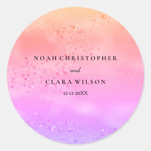 Regenboog Bruiloft Kleurrijke trendy liefde is lie Ronde Sticker (Voorkant)