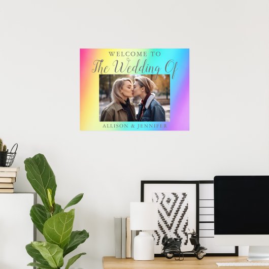  regenboog bruiloft paar foto welkom poster (Thuiskantoor)