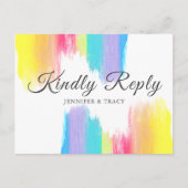 Regenboog bruiloft vriendelijk antwoord RSVP Briefkaart (Voorkant)