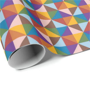Regenboog, Bruin, Roze en Blauwe Pinwheel Cadeaupapier