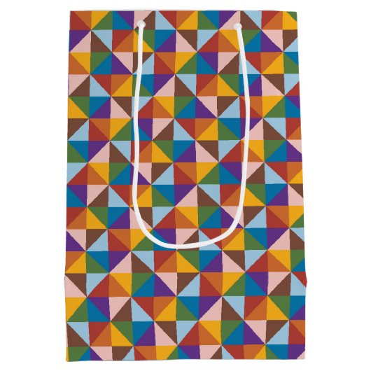 Regenboog, Bruin, Roze en Blauwe Pinwheel Medium Cadeauzakje (Achterkant)