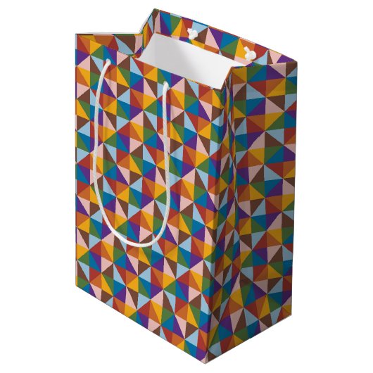 Regenboog, Bruin, Roze en Blauwe Pinwheel Medium Cadeauzakje (Achterkant Gekanteld)