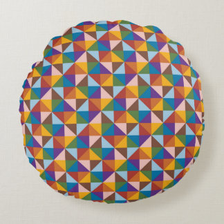 Regenboog, Bruin, Roze en Blauwe Pinwheel Rond Kussen