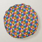 Regenboog, Bruin, Roze en Blauwe Pinwheel Rond Kussen (Achterkant)