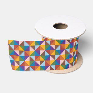 Regenboog, Bruin, Roze en Blauwe Pinwheel Satijnen Lint
