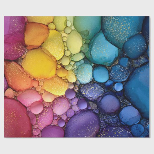 Regenboog Bubble Texture Fluid Art Cadeaupapier (Vlak)