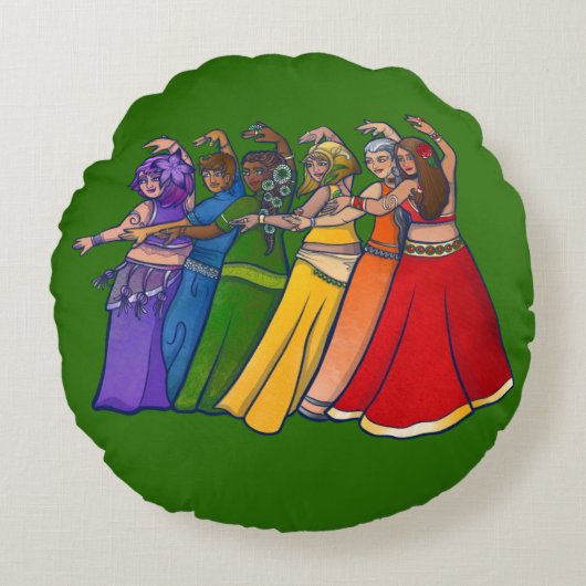 Regenboog Buikdanser Kunst Buikdans Troep Rond Kussen (Voorkant)