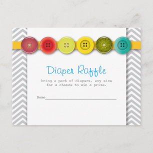 Regenboog Button Baby shower Luier Raffle Insert Uitnodiging Briefkaart
