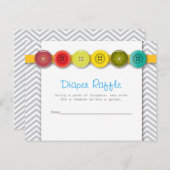Regenboog Button Baby shower Luier Raffle Insert Uitnodiging Briefkaart (Voorkant / Achterkant)