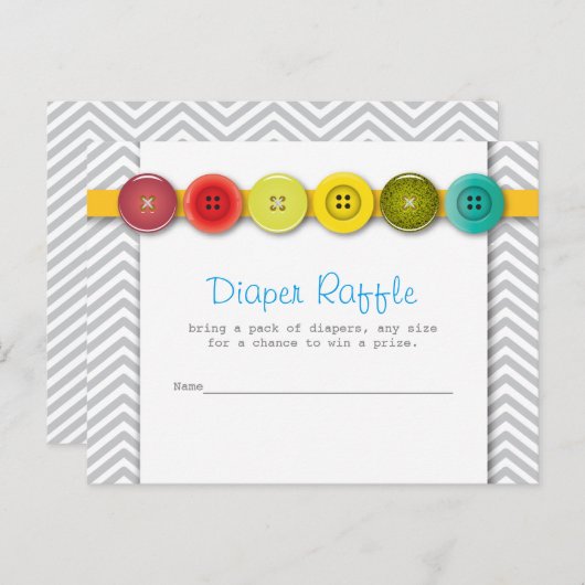 Regenboog Button Baby shower Luier Raffle Insert Uitnodiging Briefkaart (Voorkant / Achterkant)