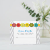 Regenboog Button Baby shower Luier Raffle Insert Uitnodiging Briefkaart (Staand voorkant)